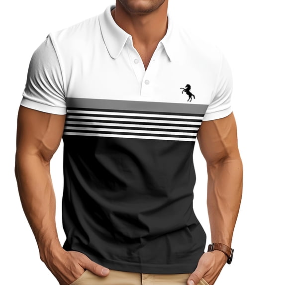Ankola Mens Golf Shirt Dry Fit Athletic Polo Shirts Moisture Wicking Performance 3D Print Short Sleeve