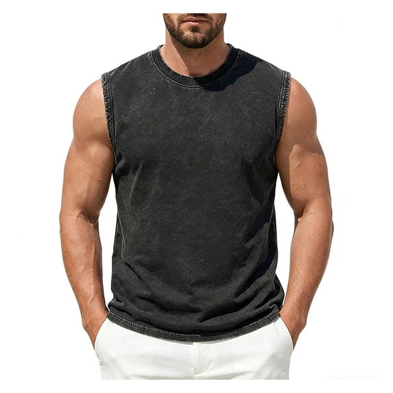 Ankola Mens Tank Tops Summer Sleeveless Muscle Shirts Cotton Loose Fit Tee Shirts