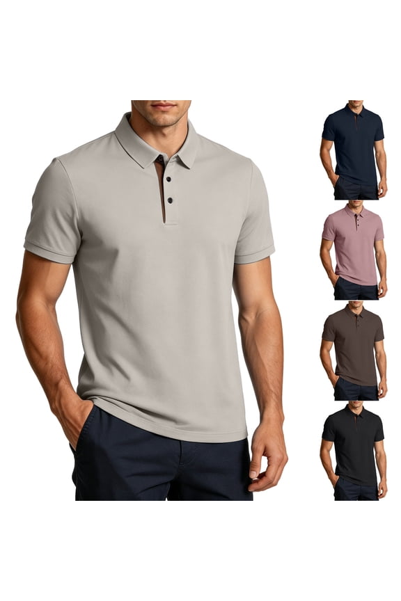 Polo Shirts for Men Short Sleeve T-Shirts 3 Buttons Classic Fit Casual Performance Golf Shirts
