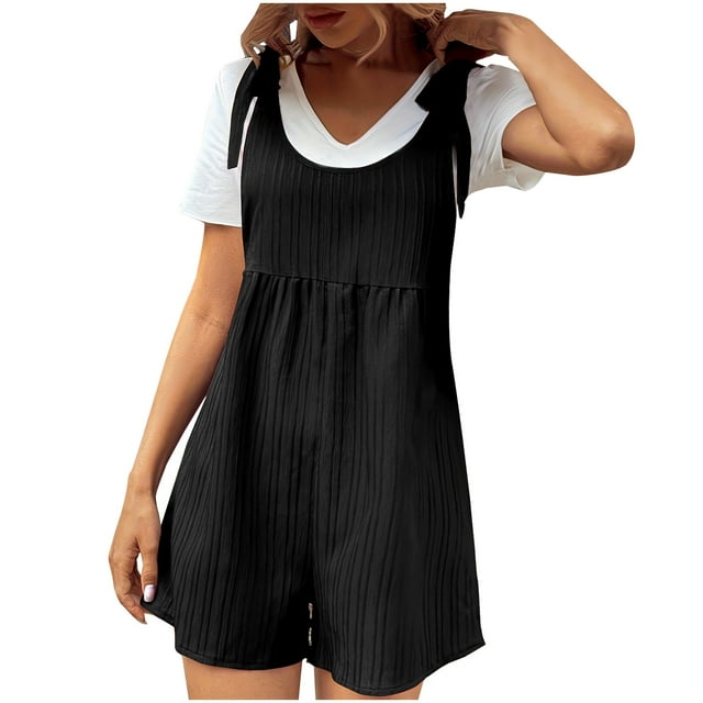Ankola Rompers for Women Adjustable Knot Straps Shorts Overalls Casual