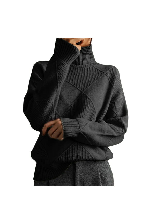 Sweater for Women Ribbed Knit Pullover Sweaters Turtle Neck Long Sleeve Tops Womens Fall Winter Casual Loose Sweaters
