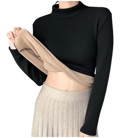 Ankola Sweatshirt for Women Mock Neck Soft Fleece Lined Base Top Winter Warm Under Shirts Thermal Thick Pullover Sweater Loungewear