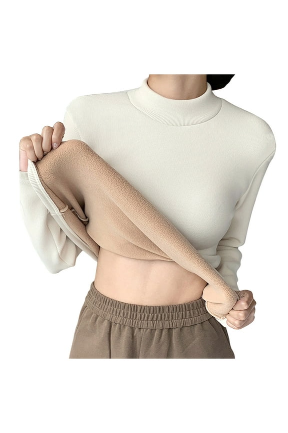 Sweatshirt for Women Mock Neck Soft Fleece Lined Base Top Winter Warm Under Shirts Thermal Thick Pullover Sweater Loungewear
