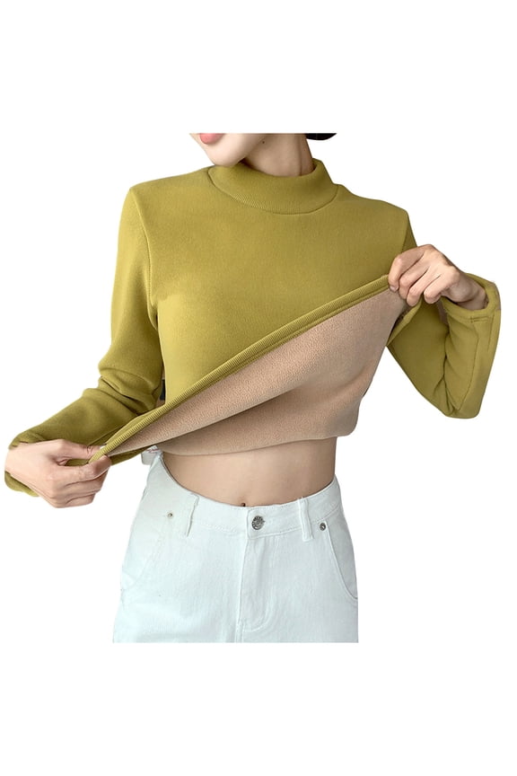 Sweatshirt for Women Mock Neck Soft Fleece Lined Base Top Winter Warm Under Shirts Thermal Thick Pullover Sweater Loungewear