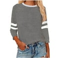 thumbnail image 1 of Ankola Sweatshirts for Women Casual T-Shirts 3/4 Sleeve Patchwork Striped Pullover Comfy Blouses Top, 1 of 5