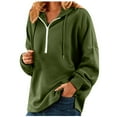 thumbnail image 1 of Ankola Women Half Zip Hoodies Fall Lounge Long Sleeve Split Hem Sweatshirts Casual Loose Solid Drawstring Hooded Pullover, 1 of 7