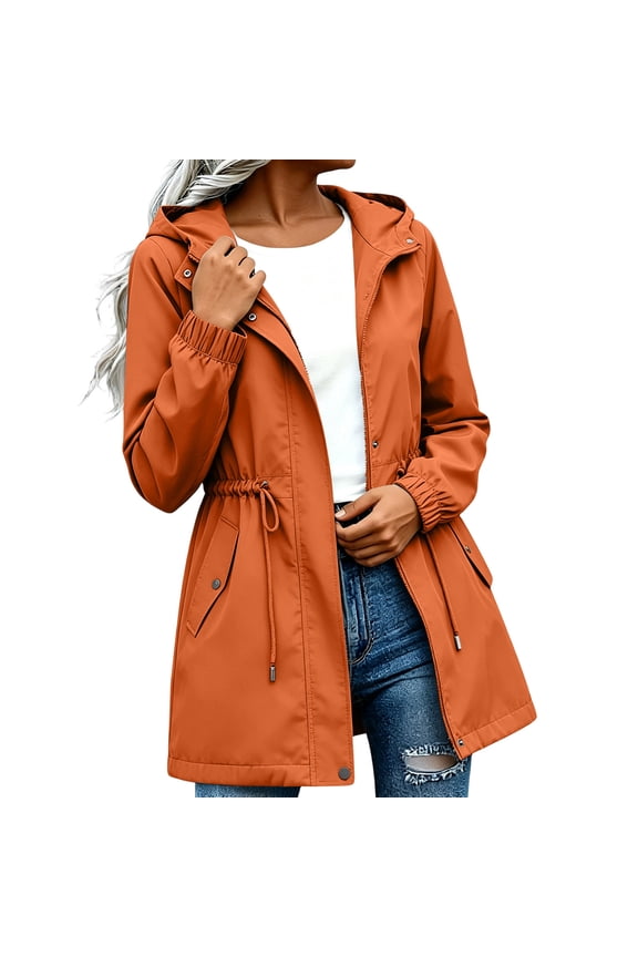 Women Waterproof Lightweight Rain Jacket Active Outdoor Hooded Raincoat