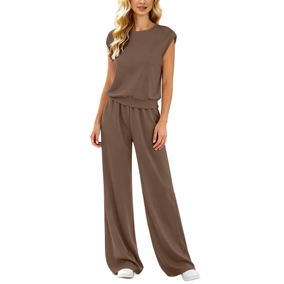 Ankola Women's Summer 2 Piece Lounge Sets 2026 Cap Sleeve Tops Wide Leg Pants Workout Sets Loose Casual Tracksuit