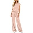 thumbnail image 1 of Ankola Women's Summer 2 Piece Lounge Sets 2026 Cap Sleeve Tops Wide Leg Pants Workout Sets Loose Casual Tracksuit, 1 of 6
