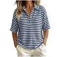 thumbnail image 1 of Ankola Womens Striped Knit Polo Shirts Short Sleeve Collared Shirt Casual Summer Pullover Sweater Tee Tops, 1 of 5