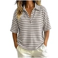 thumbnail image 1 of Ankola Womens Striped Knit Polo Shirts Short Sleeve Collared Shirt Casual Summer Pullover Sweater Tee Tops, 1 of 5