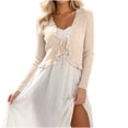 thumbnail image 1 of Ankola Womens Tie Front Cardigan Long Sleeve Rib Knit Shrug for Dress Sweaters Crop Tops, 1 of 5