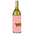 thumbnail image 1 of Ankole-Watusu Cow Pink Check Wine Bottle Beverge Insulator Hugger, 1 of 1