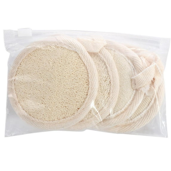 Ankoty Beauty Tools Big Sale! 4 Pcs Exfoliating Loofah Pad Scrubber Manual Facial Cleansing Brush Natural Loofa Sponge Pads Massage for Body Wash, Beige