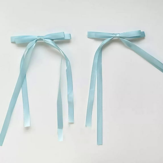 Ankoty Blue Barrettes Hot Sale! Hair Bows for Women Girls Red Tassel Ribbon Bowknot Hair Clips Barrettes for Girl with Long Tail Solid Satin Hair Accessories