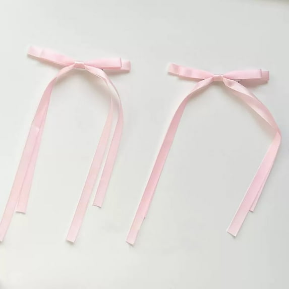 Ankoty Pink Barrettes Hot Sale! Hair Bows for Women Girls Red Tassel Ribbon Bowknot Hair Clips Barrettes for Girl with Long Tail Solid Satin Hair Accessories