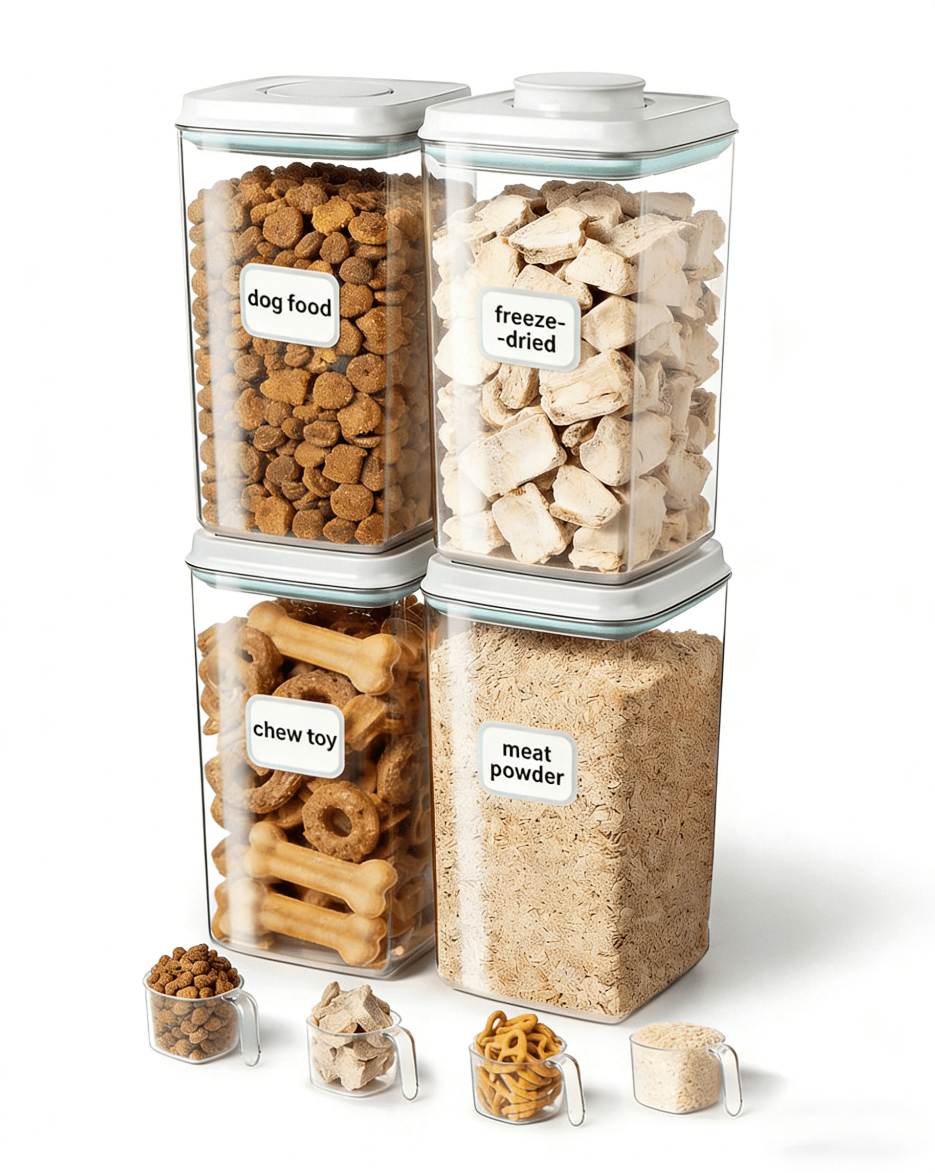 ANKOU 4-Pack 4L Airtight Pet Food & Treats Container with Scoop & Pop ...