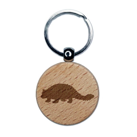 Ankylosaurus Dinosaur Solid Round Keychain Charm Tag - Engraved Wood