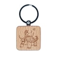 thumbnail image 1 of Ankylosaurus Musical Dinosaur Band Square Keychain Charm Tag - Engraved Wood, 1 of 6