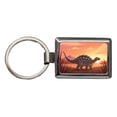thumbnail image 1 of Ankylosaurus Sunset Sunrise Dinosaur Metal Rectangle Keychain, 1 of 7