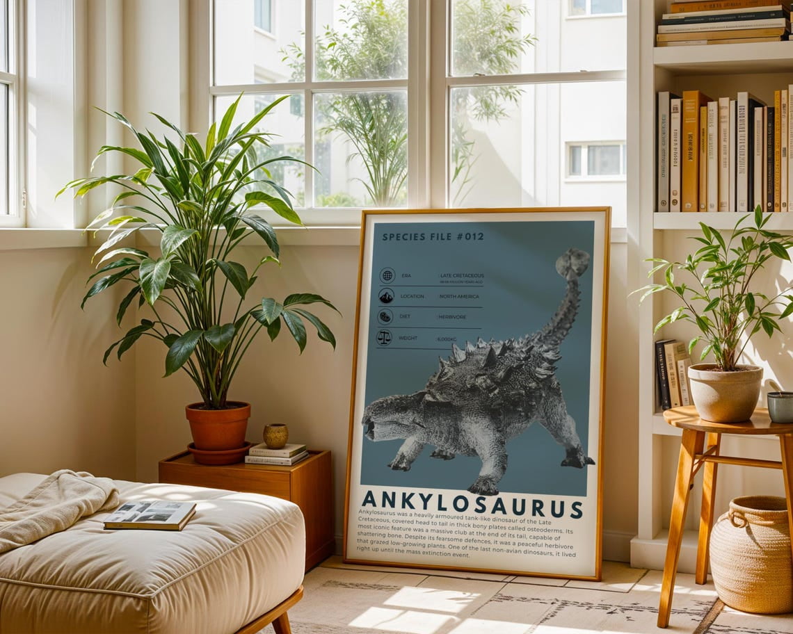 Ankylosaurus Wall Art Print, Dinosaur Fact Sheet, Jurassic, Dino ...
