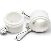 Anley 1.5" Plastic Flagpole Mounting Rings Set - Anti Wrap 360° Rotatable Ring with Carabiners (White, Pack of 2)