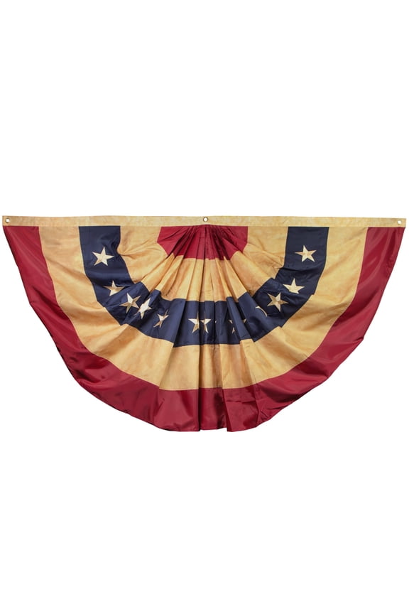 1.5x3 Ft Vintage Style USA Pleated Fan Flag - American US Bunting Flags Patriotic Stars & Stripes - United States Fan Banner