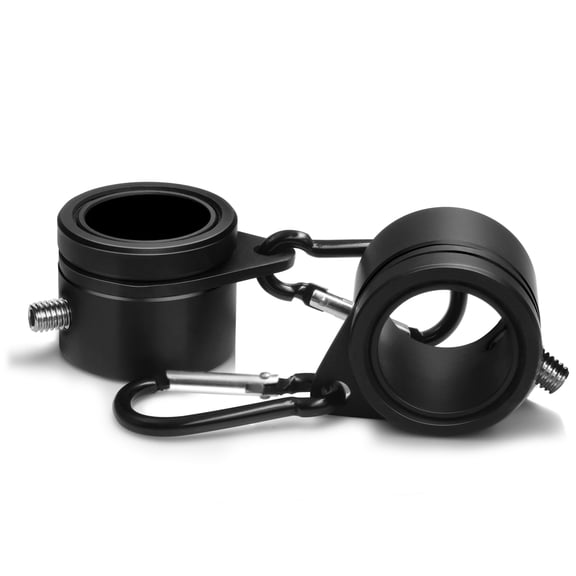 Anley 1" Aluminum Flagpole Mounting Rings Set - Anti Wrap 360 Rotatable Ring with Carabiners (Black, Pack of 2)