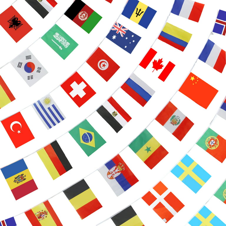 Anley 184Ft 200 Countries String Flag - International Bunting Banners for  Party Decorations 