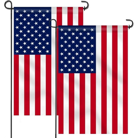 Anley (2 Pack) Double Sided Premium Garden Flag US Garden Flag - USA American United States July 4th Independence Day Patriotic Decorative Yard Flags 18x12.5 In