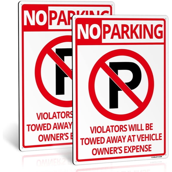 Anley 2 Pack No Parking Sign 14 X 10 In - 40 Mil Thick Rust-Free Weatherproof Aluminum Metal Warning Sign