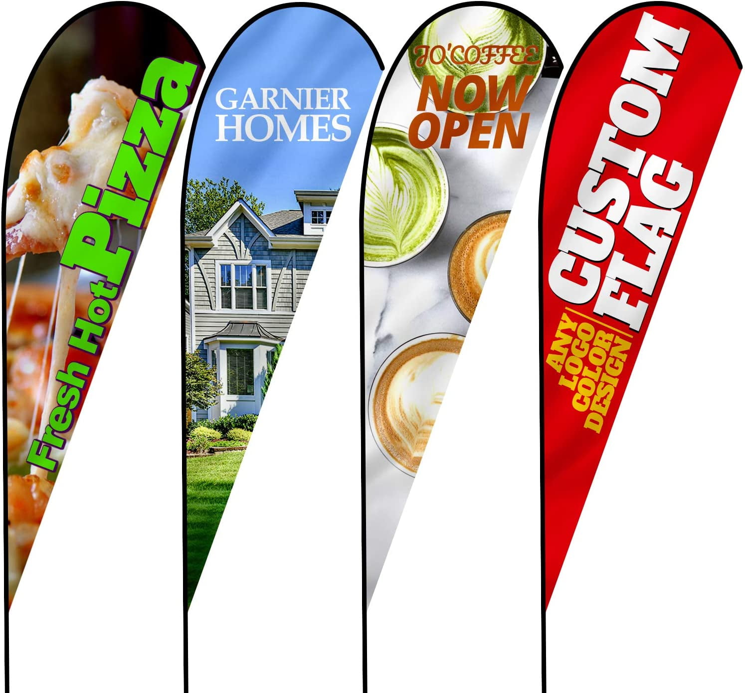 Anley 3 X 7.5 Ft Custom Advertising Teardrop Flag Double Sided - Print Your Own Logo/Design/Words - Indoor & Outdoor Commercial Banners Flags (Include Flagpole & Ground Spike)
