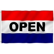 Anley Fly Breeze 3x5 Foot Open Flag - Vivid Color and UV Fade Resistant - Canvas Header and Double Stitched - Business Open Flags Polyester with Brass Grommets 3 X 5 Ft
