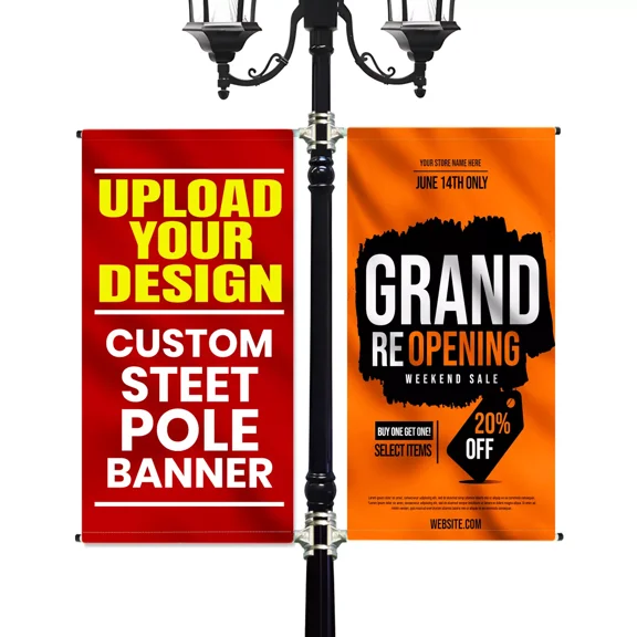 Anley 30 in x 48 in Custom Street Light Pole Banner, Double-Sided