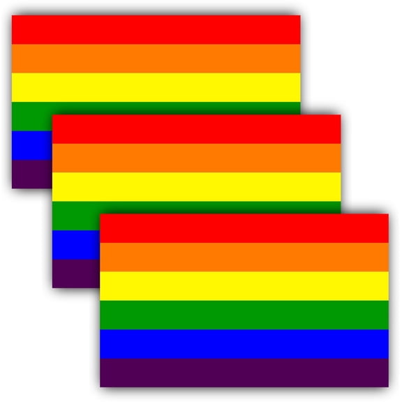 Anley 3Pcs LGBT Pride Gay Car Decal 5X3 in - Rainbow Flag Reflective Automotive Bumper Stickers