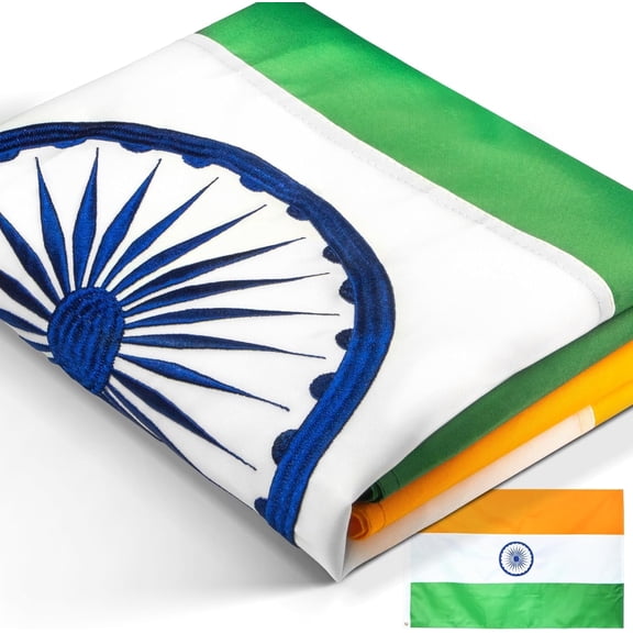 Anley EverStrong Series Embroidered India Flag 3x5 Feet - Indian National Flags 210D Polyester