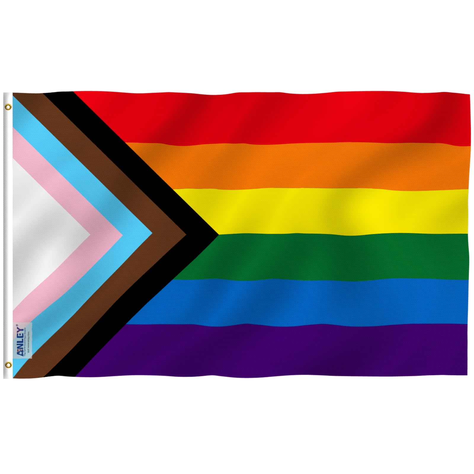 Anley 3x5 Feet Progress Pride Flag - Rainbow Transgender Lesbian