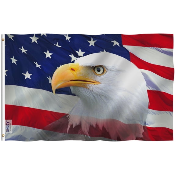 Anley 3x5 Feet US Bald Eagle Decorative Flag - Patriotic Bald Eagle Flags Polyester
