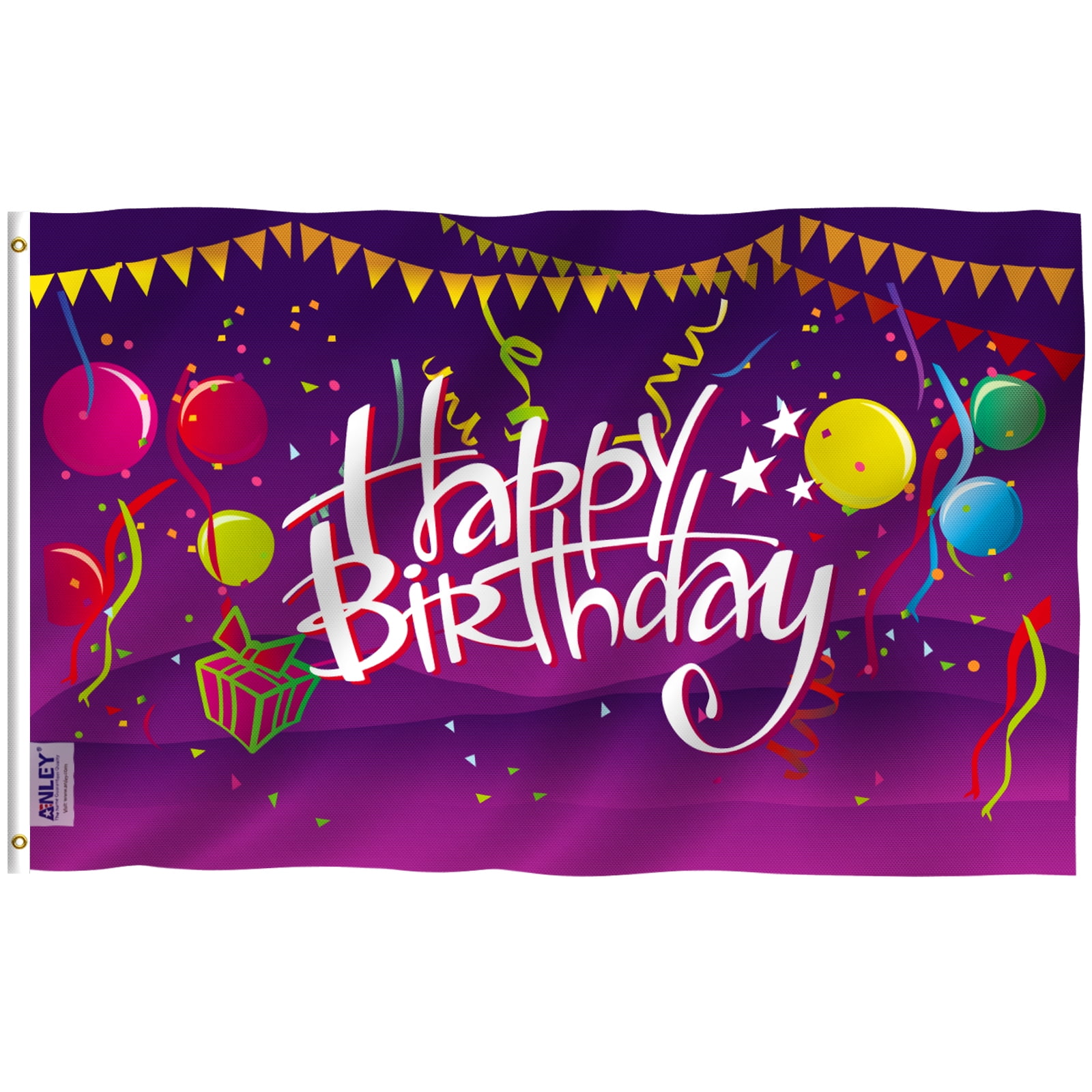 Vivid Colorful Polyester Happy Birthday Celebration Flag 3x5 Feet