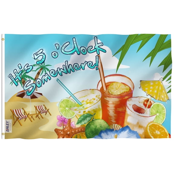 Anley 3x5 Foot It's 5 o'Clock Somewhere Flag - Sandy Beach Flags Polyester