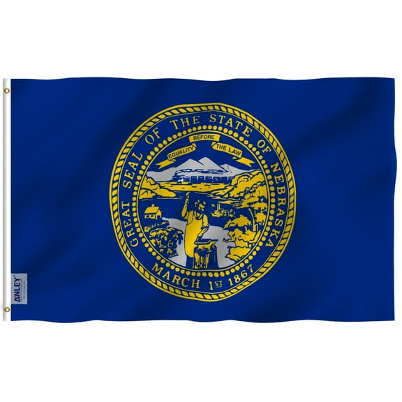 ANLEY Fly Breeze 3x5 Foot Nebraska State Flag - Vivid Color and UV Fade Resistant - Canvas Header and Double Stitched - Nebraska NE Flags Polyester with Brass Grommets 3 X 5 Ft