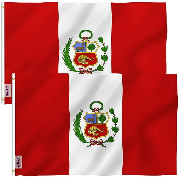 Anley 3x5 Foot Peru Flag - Peruvian National Flags Polyester (2 Pack)