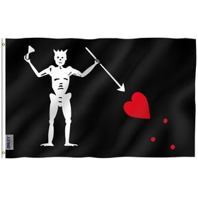 Anley 3x5 Foot Pirate Edward Teach Flag - Jolly Roger Flags Polyester with Brass Grommets
