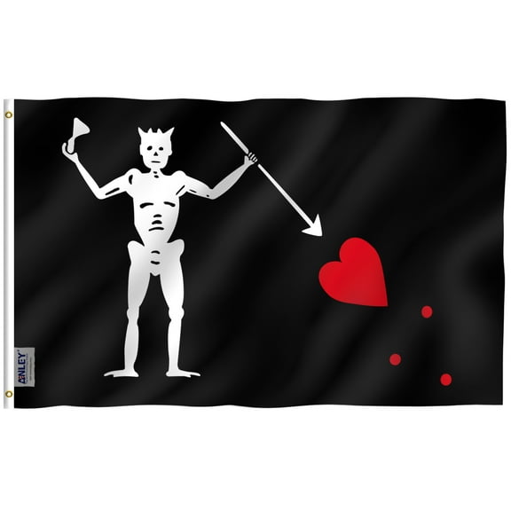 Anley 3x5 Foot Pirate Edward Teach Flag - Jolly Roger Flags Polyester with Brass Grommets