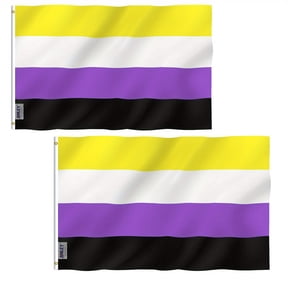 ANLEY 2 Pcs Fly Breeze 3x5 Foot Non-Binary Pride Flag - NB Nonbinary Pride LGBT Genderqueer Gender Identity Flags Polyester