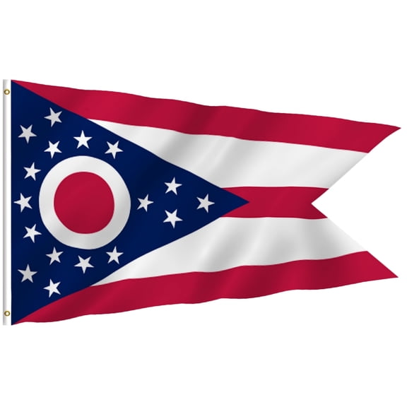 Anley Fly Breeze 3x5 Foot Ohio State Polyester Flag - Vivid Color and UV Fade Resistant - Canvas Header and Double Stitched - Ohio OH State Flags with Brass Grommets 3 X 5 Ft