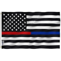 Anley 3x5 Foot Thin Blue Line and Red Line USA Polyester Flag - Honoring Law Enforcement Officers and Firefighter Flag