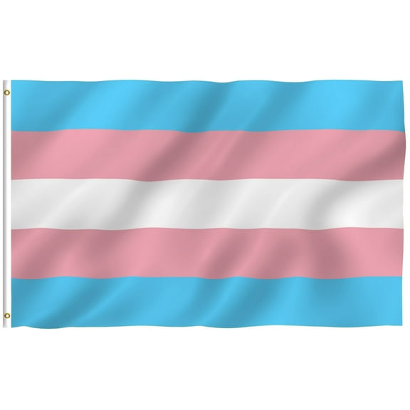 Anley 3x5 Foot Transgender Flag - Pink Blue Rainbow LGBT Pride Month Parade Flags Polyester