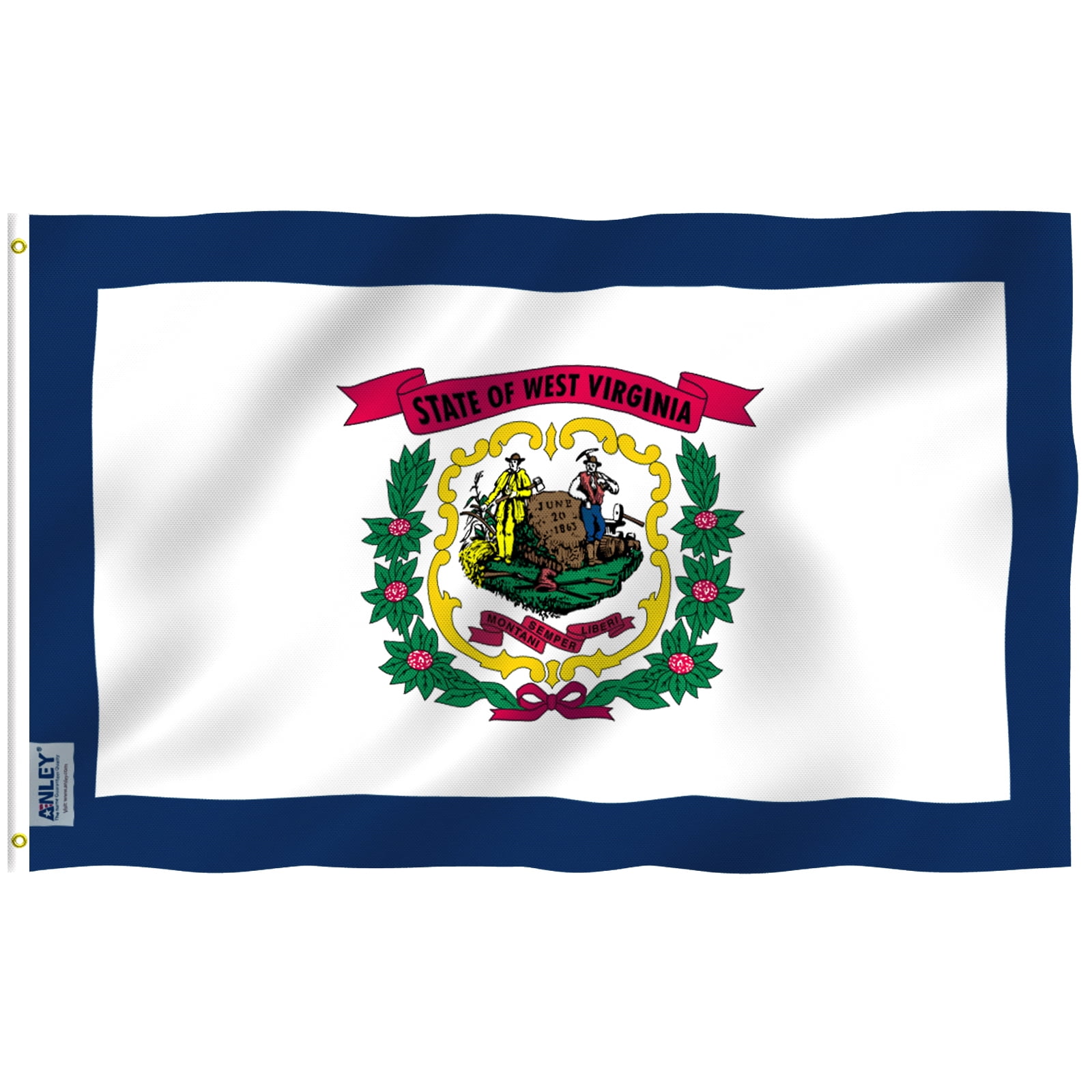 West Virginia 3x5 Foot Polyester State Flag with Brass Grommets
