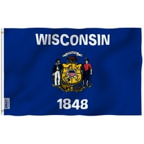 ANLEY Fly Breeze 3x5 Foot Wisconsin State Flag - Vivid Color and UV Fade Resistant - Canvas Header and Double Stitched - Wisconsin WI Flags Polyester with Brass Grommets 3 X 5 Ft